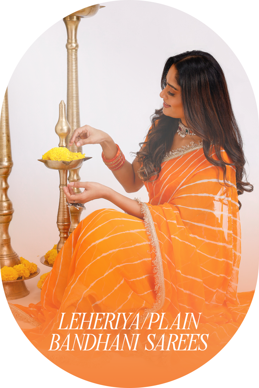 Leheriya / Plain Bandhani Sarees