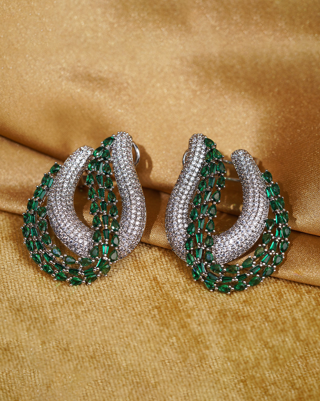Rajasi Green Crescent Raaga Earrings