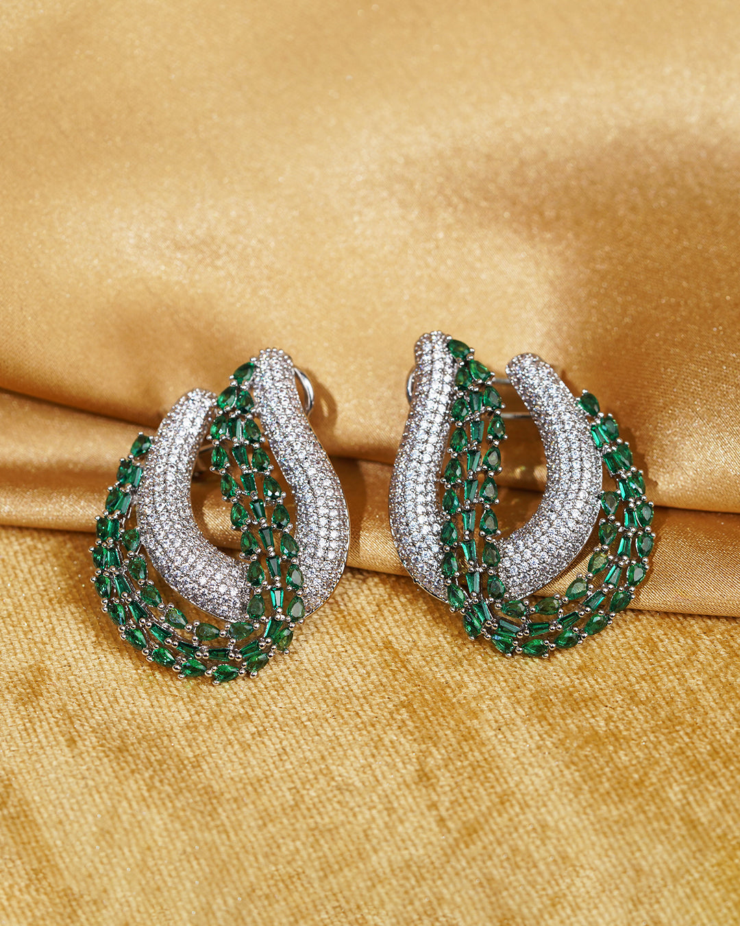 Rajasi Green Crescent Raaga Earrings