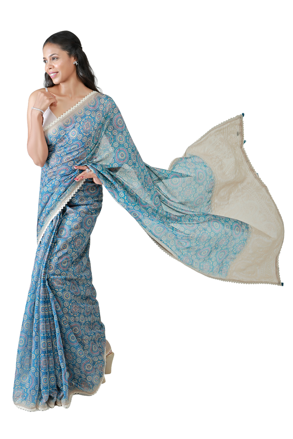 Sapphire Mandala Tissue Saree