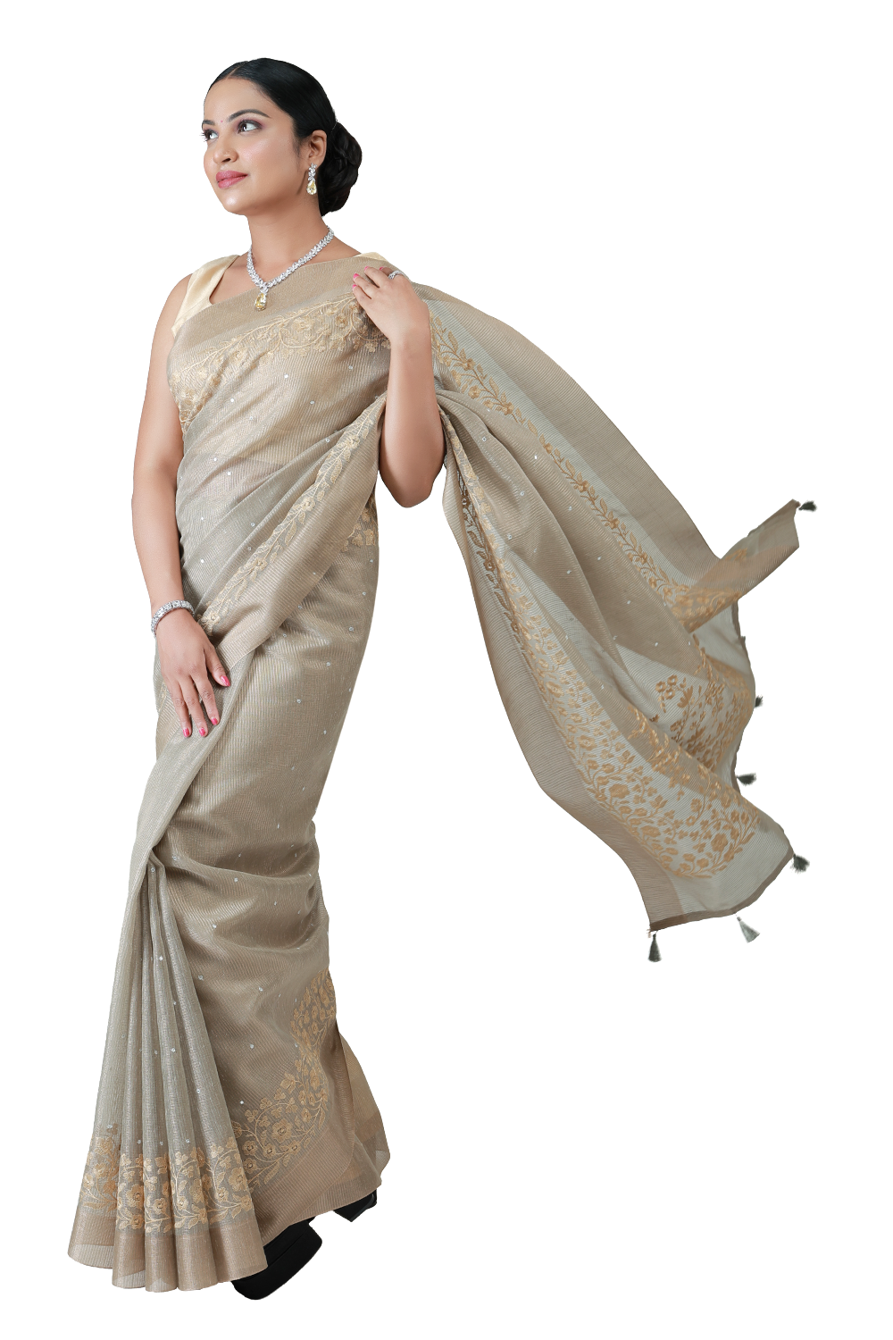 Swarnam Kalamkari Tissue Saree