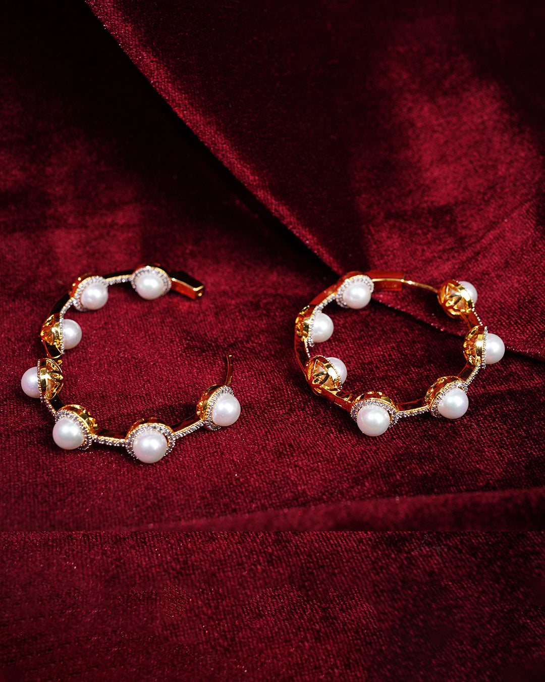 Chandra Pearl Hoop Earrings - Gold