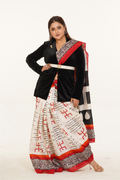 Utsav Heritage Print Silk Saree - Off White