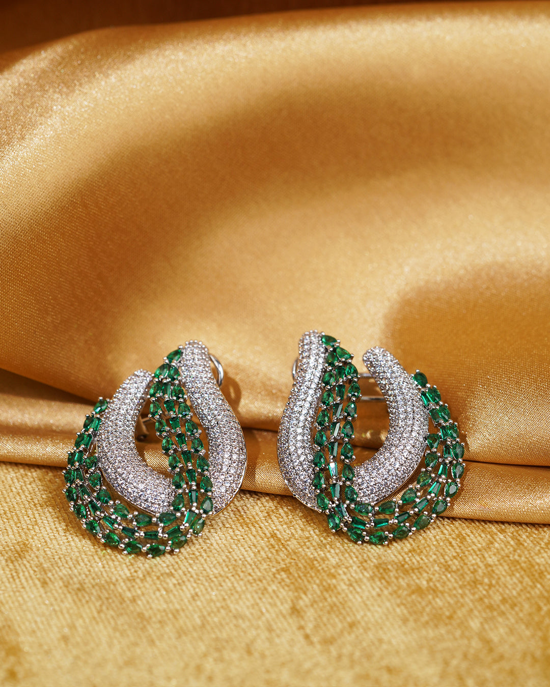 Rajasi Green Crescent Raaga Earrings