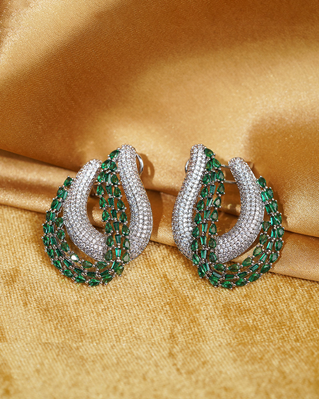 Rajasi Green Crescent Raaga Earrings