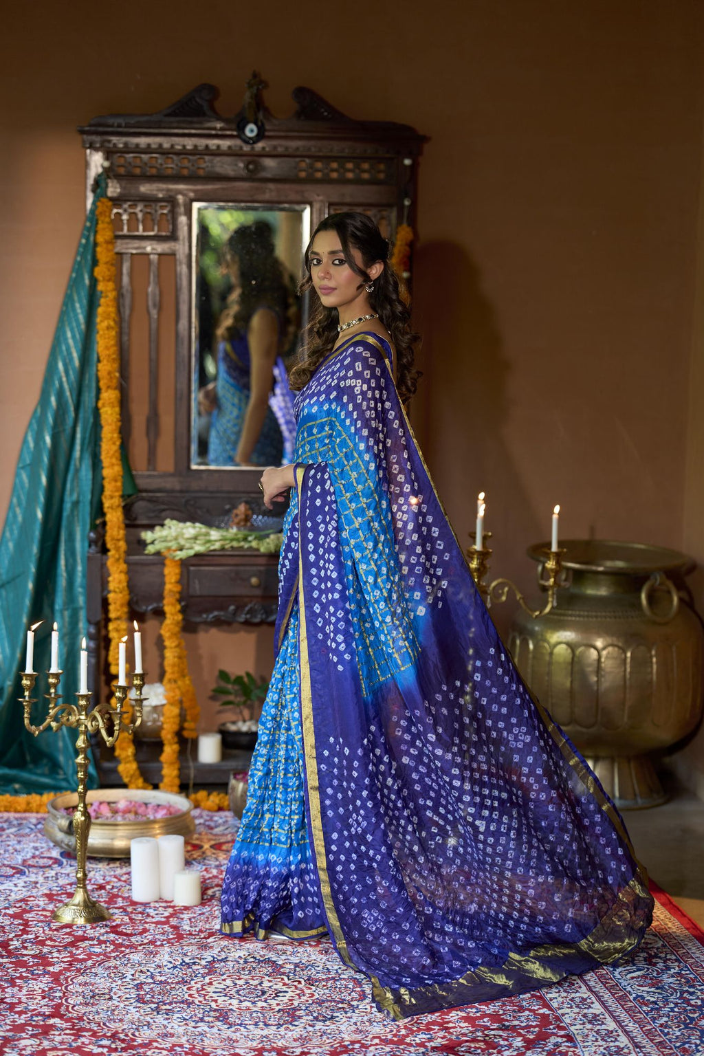 Neelrani Ghat Chola Silk Saree