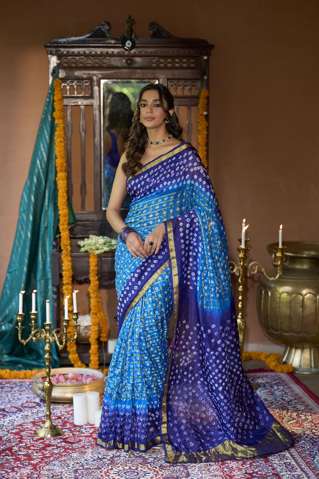 Neelrani Ghat Chola Silk Saree