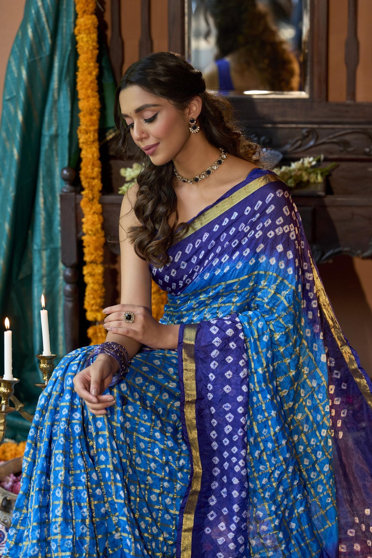 Neelrani Ghat Chola Silk Saree