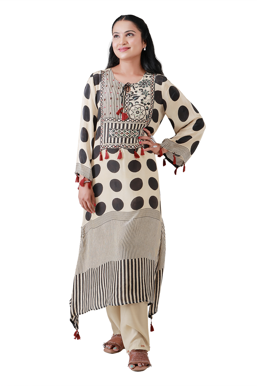 Polka & Tassel Tunic Co-ord Set