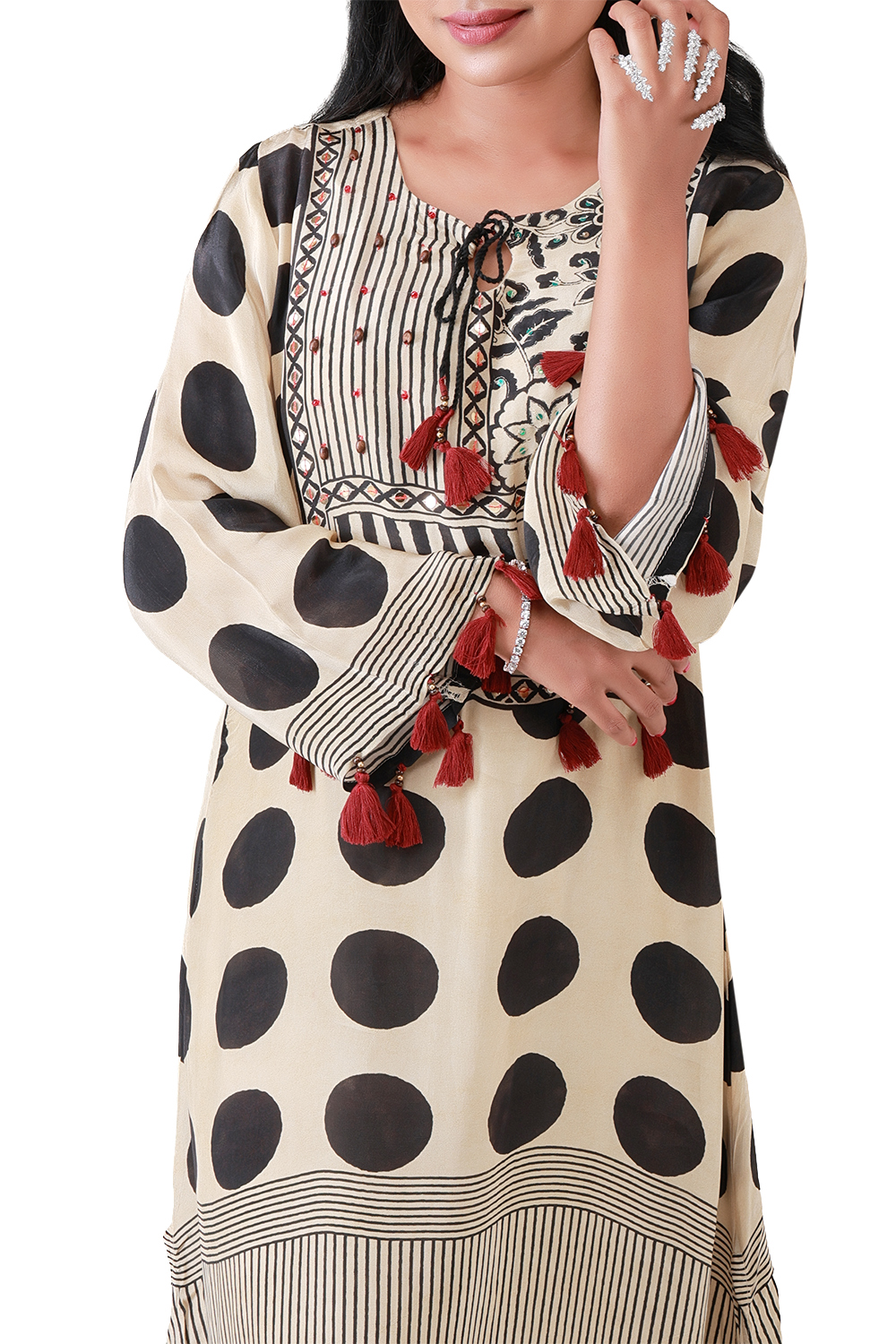 Polka & Tassel Tunic Co-ord Set