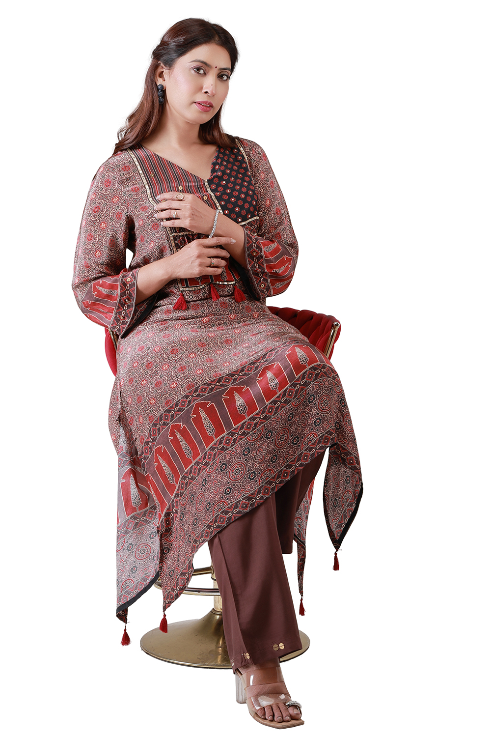 Crimson Ajrakh Ensemble Co-ord Set