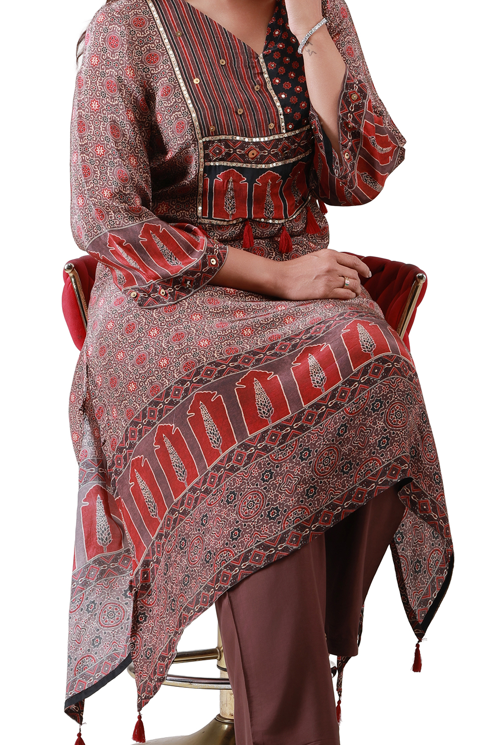 Crimson Ajrakh Ensemble Co-ord Set