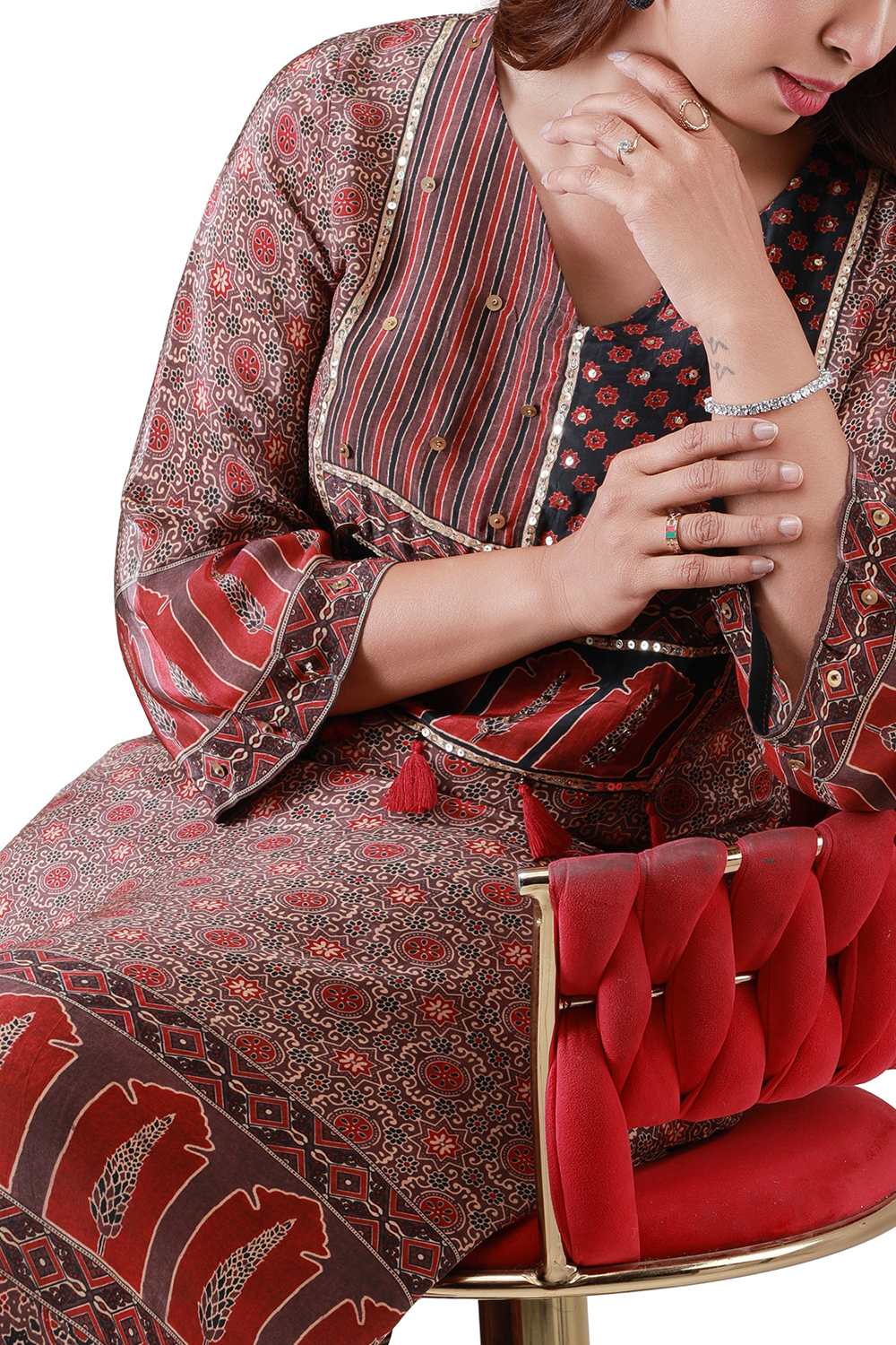 Crimson Ajrakh Ensemble Co-ord Set