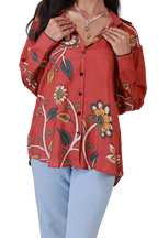 Scarlet Bloom Silk Shirt