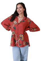 Scarlet Bloom Silk Shirt