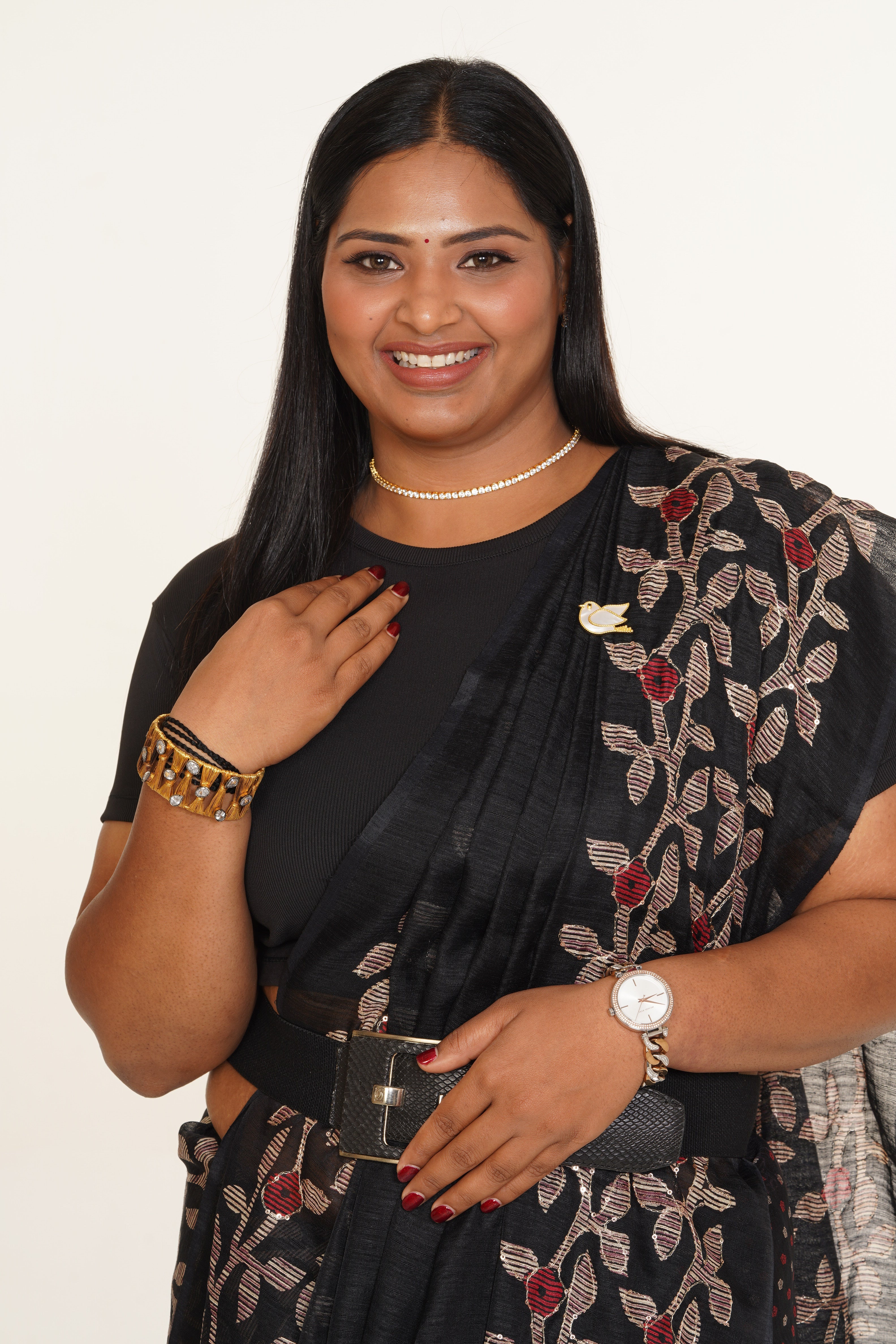 Kala Pushpa Floral Blooming Cotton Saree - Black