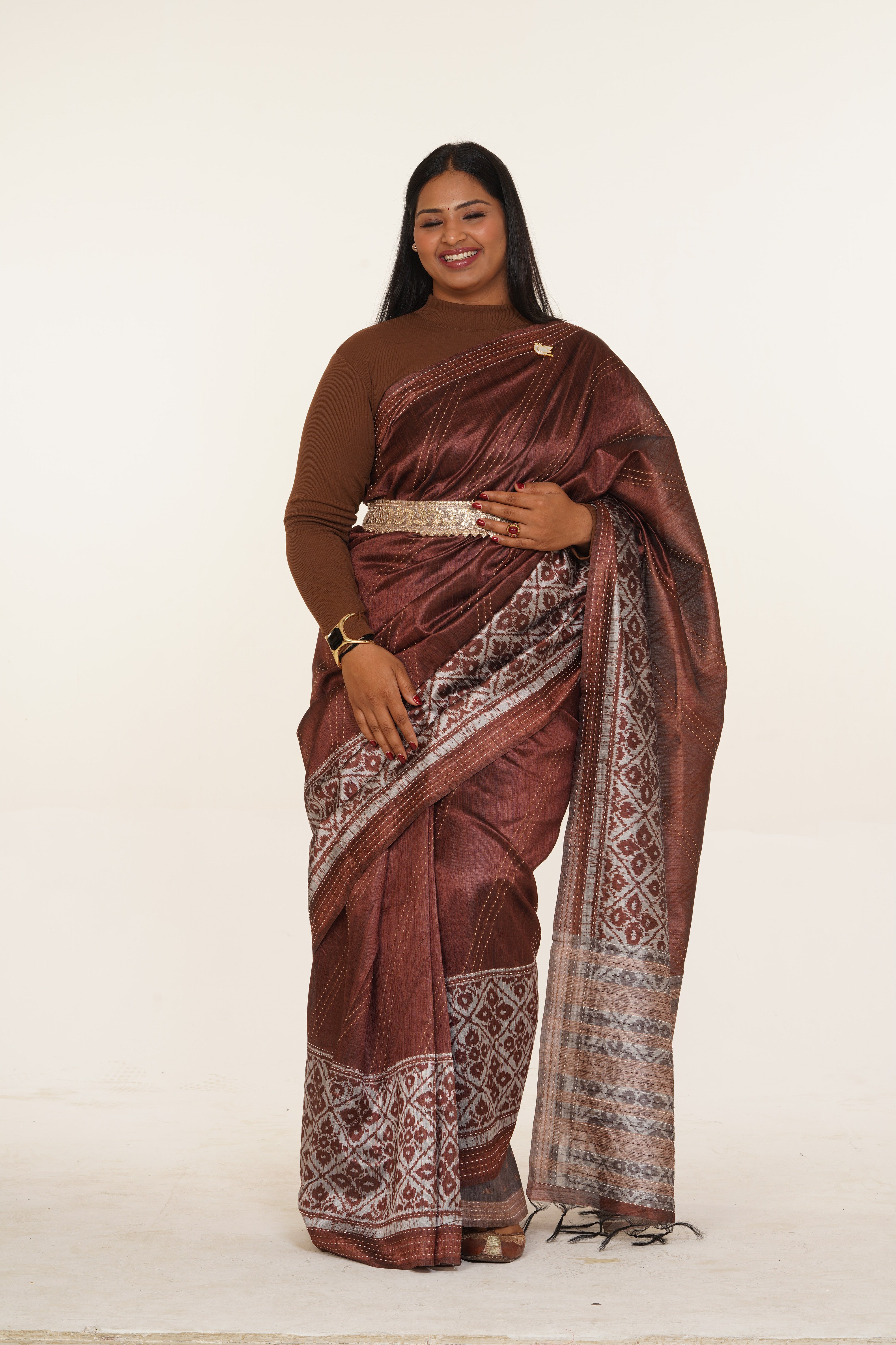 Rekha Lustrous Heritage Saree - Bronze
