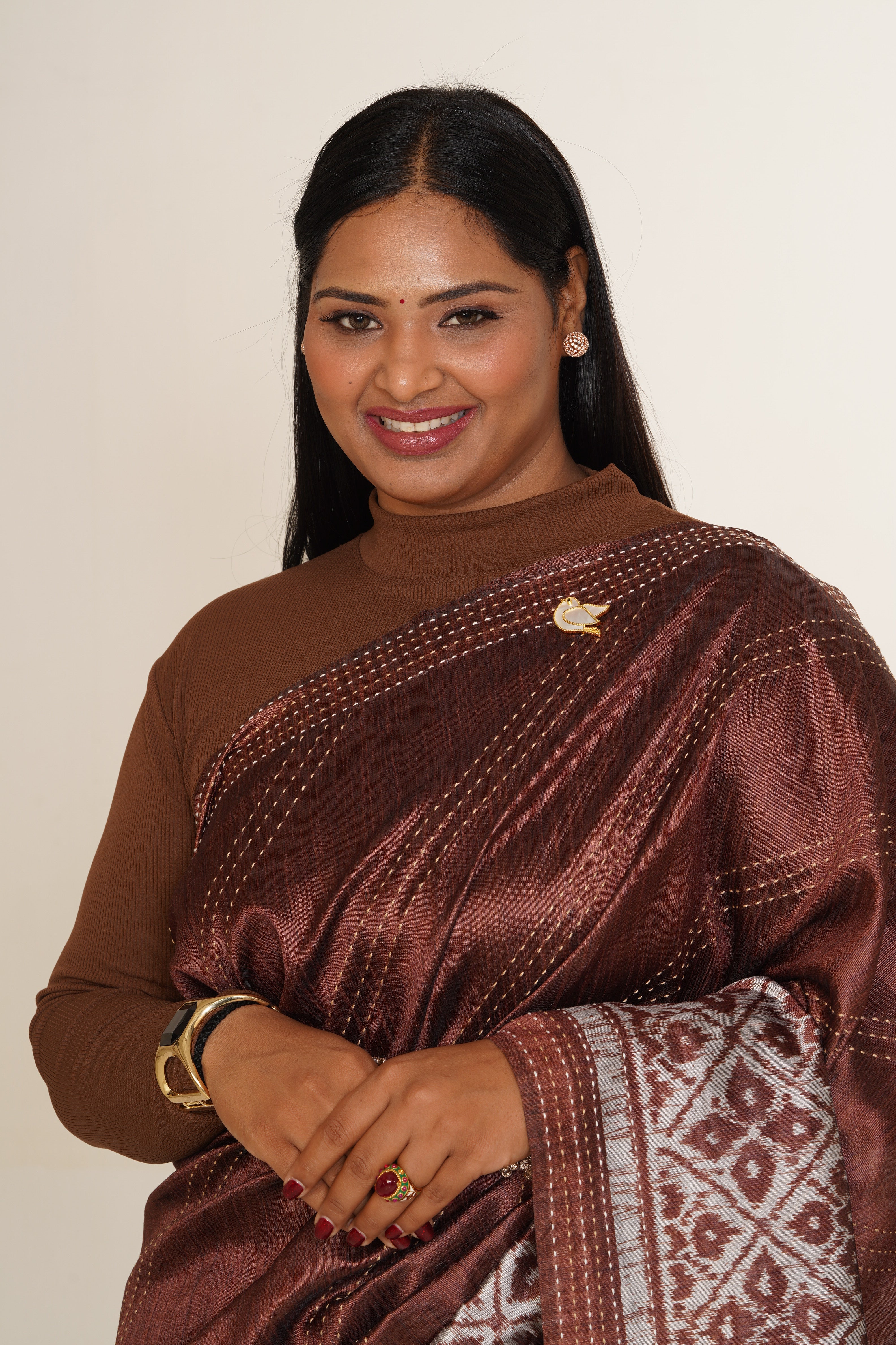 Rekha Lustrous Heritage Saree - Bronze