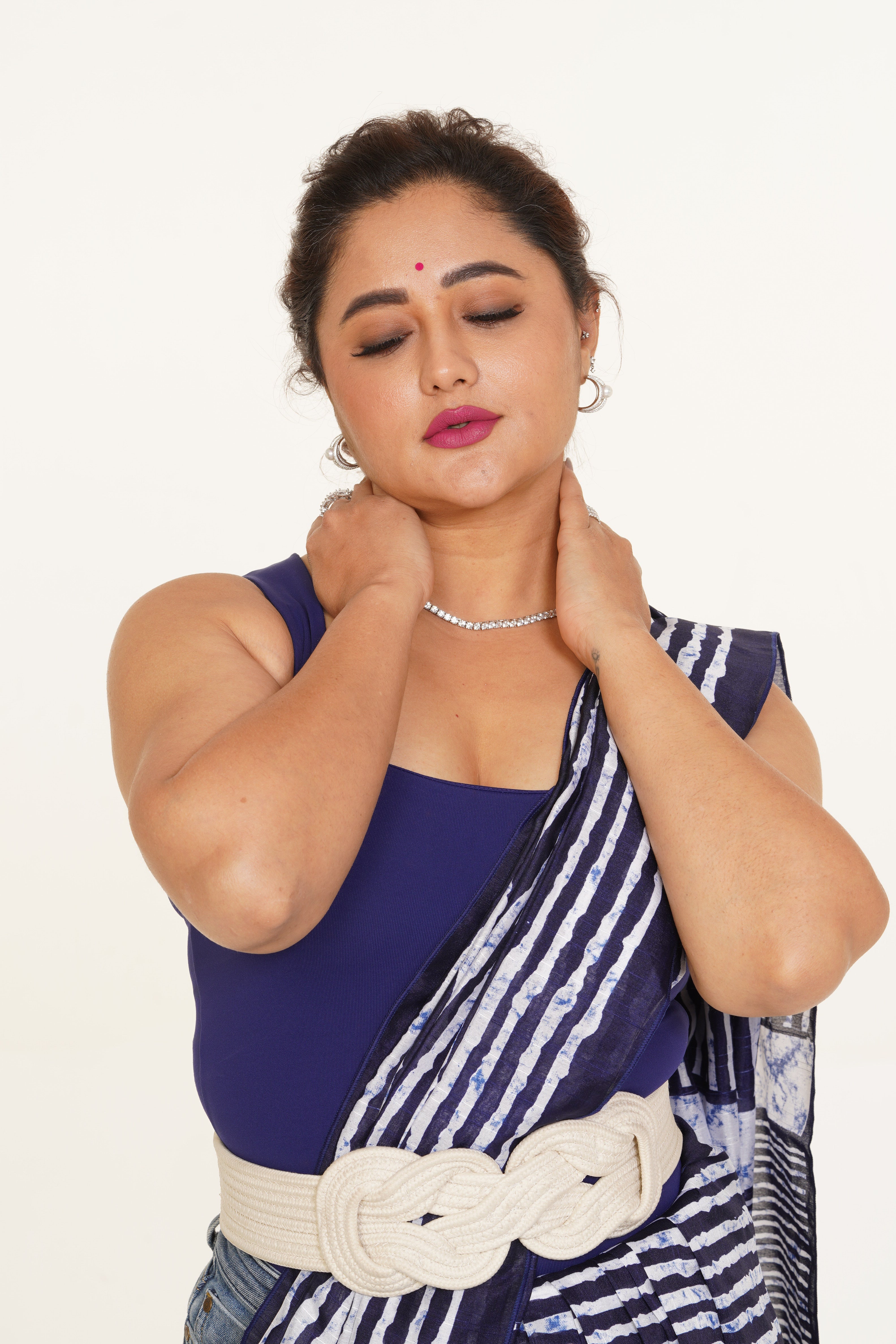 Asavari Printed Silk Elegance - Navy Blue