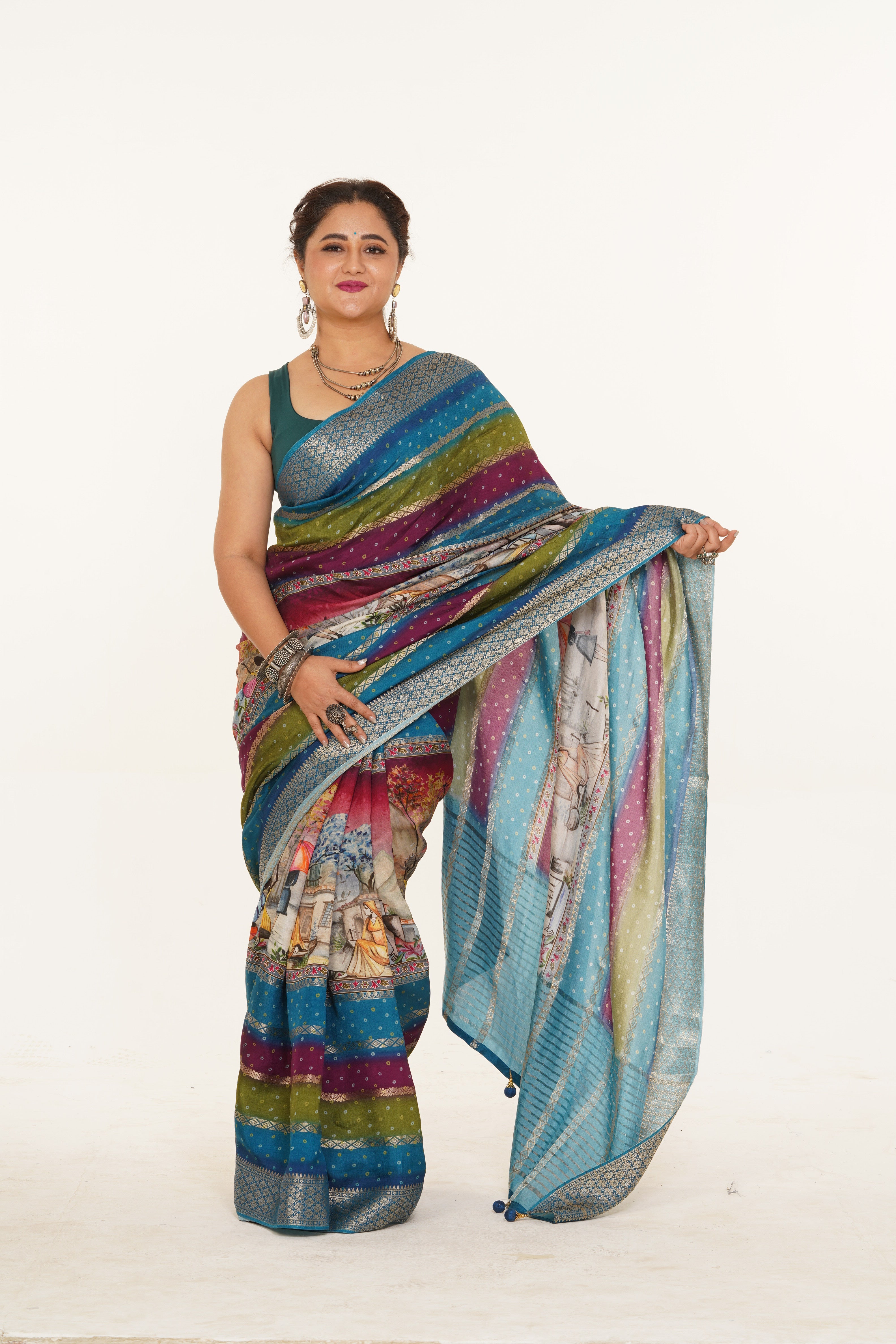 Katha Rang Rhythm Saree - Multicolor