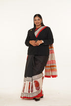 Utsav Heritage Print Silk Saree - Deep Black
