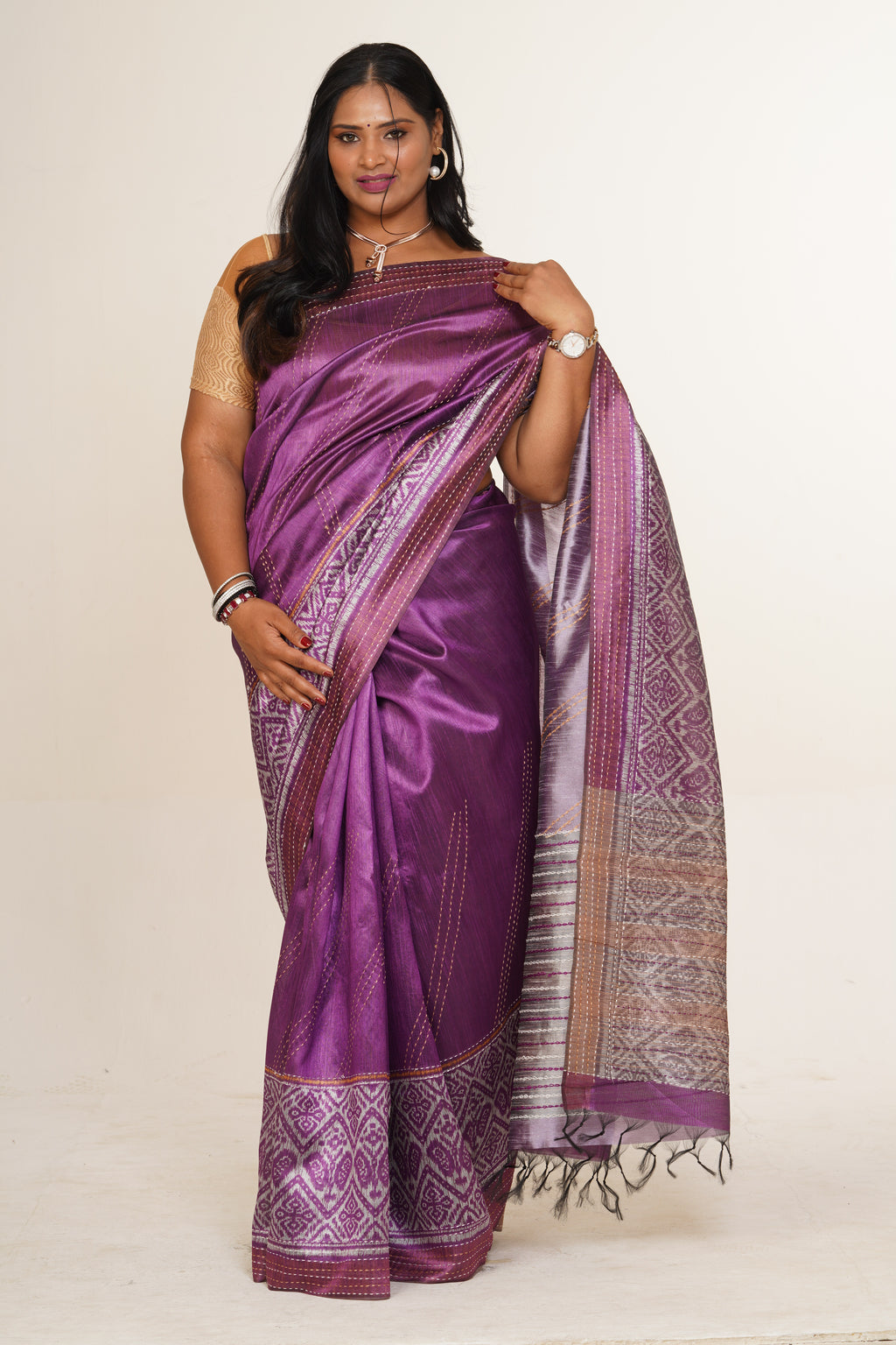 Hues Sufi Grace Saree - Purple