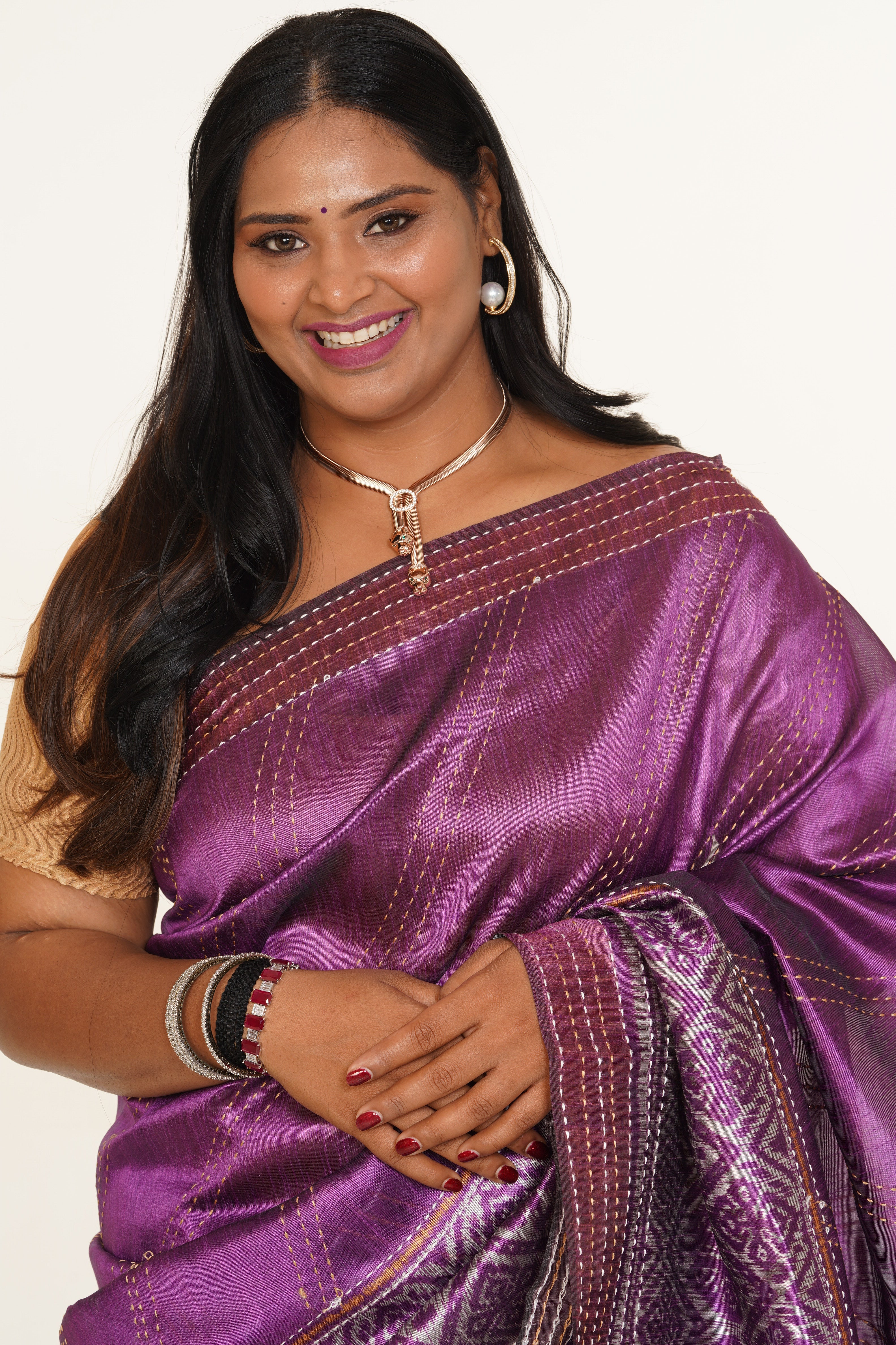 Hues Sufi Grace Saree - Purple