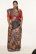 Malhar Artistry Flow Saree - Charcoal Grey
