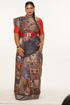 Malhar Artistry Flow Saree - Charcoal Grey