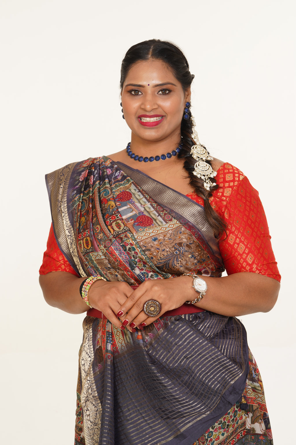 Malhar Artistry Flow Saree - Charcoal Grey