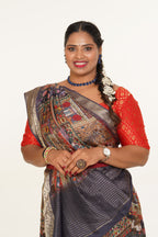 Malhar Artistry Flow Saree - Charcoal Grey