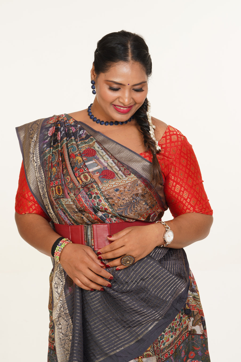 Malhar Artistry Flow Saree - Charcoal Grey