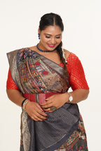 Malhar Artistry Flow Saree - Charcoal Grey
