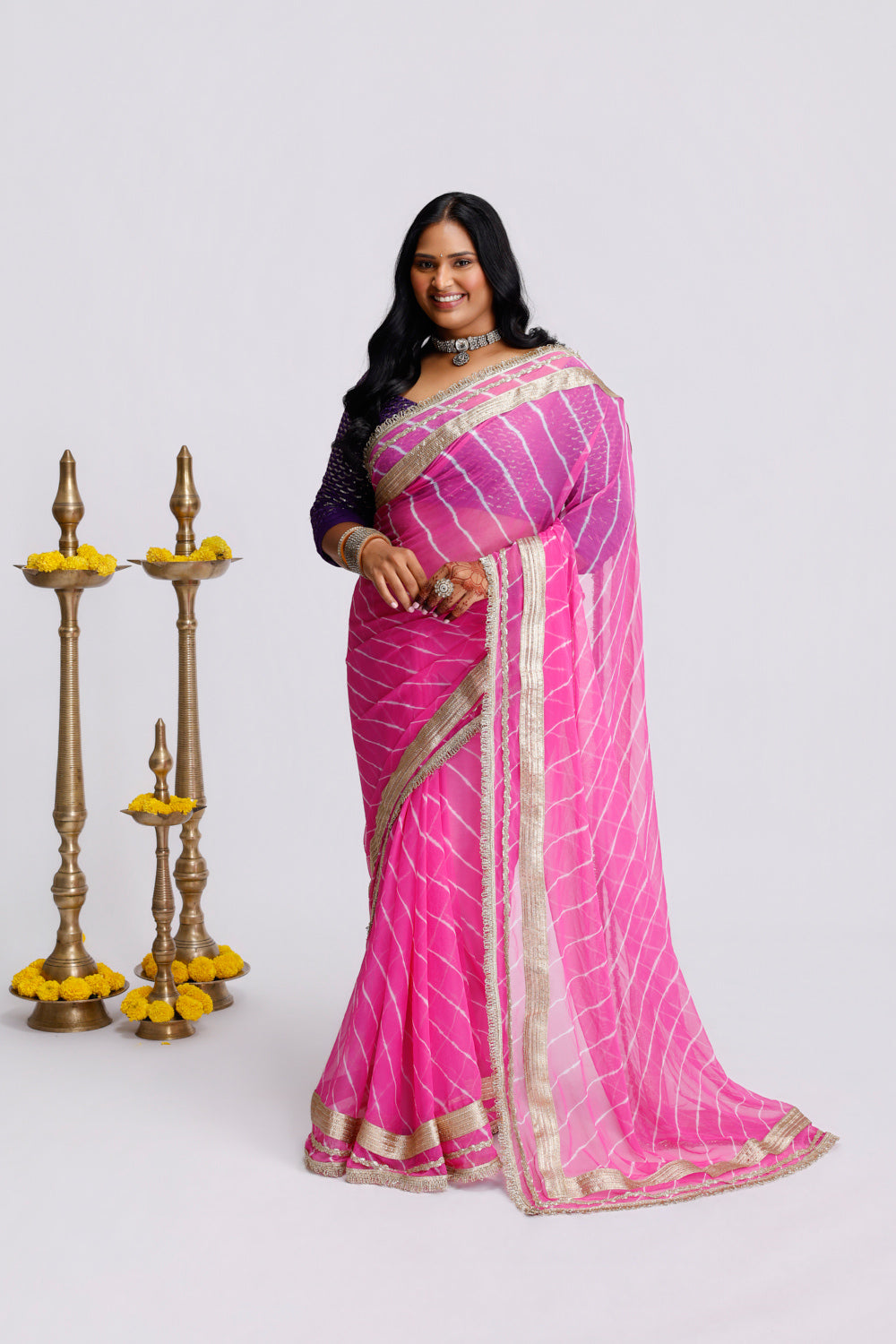 Surmayi Leheriya Saree