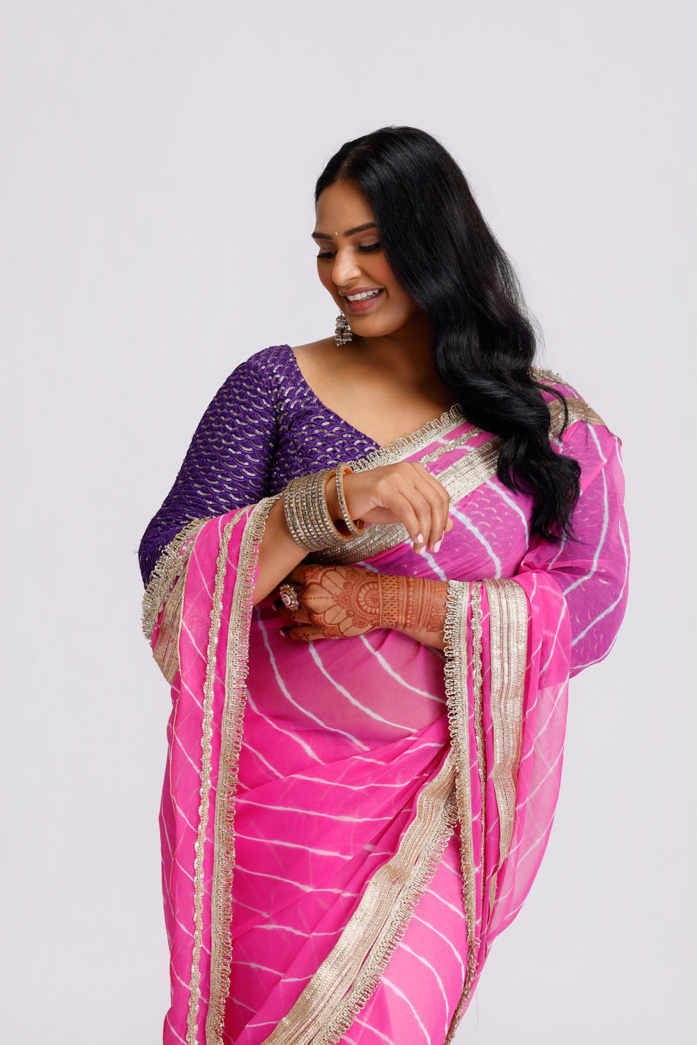 Surmayi Leheriya Saree