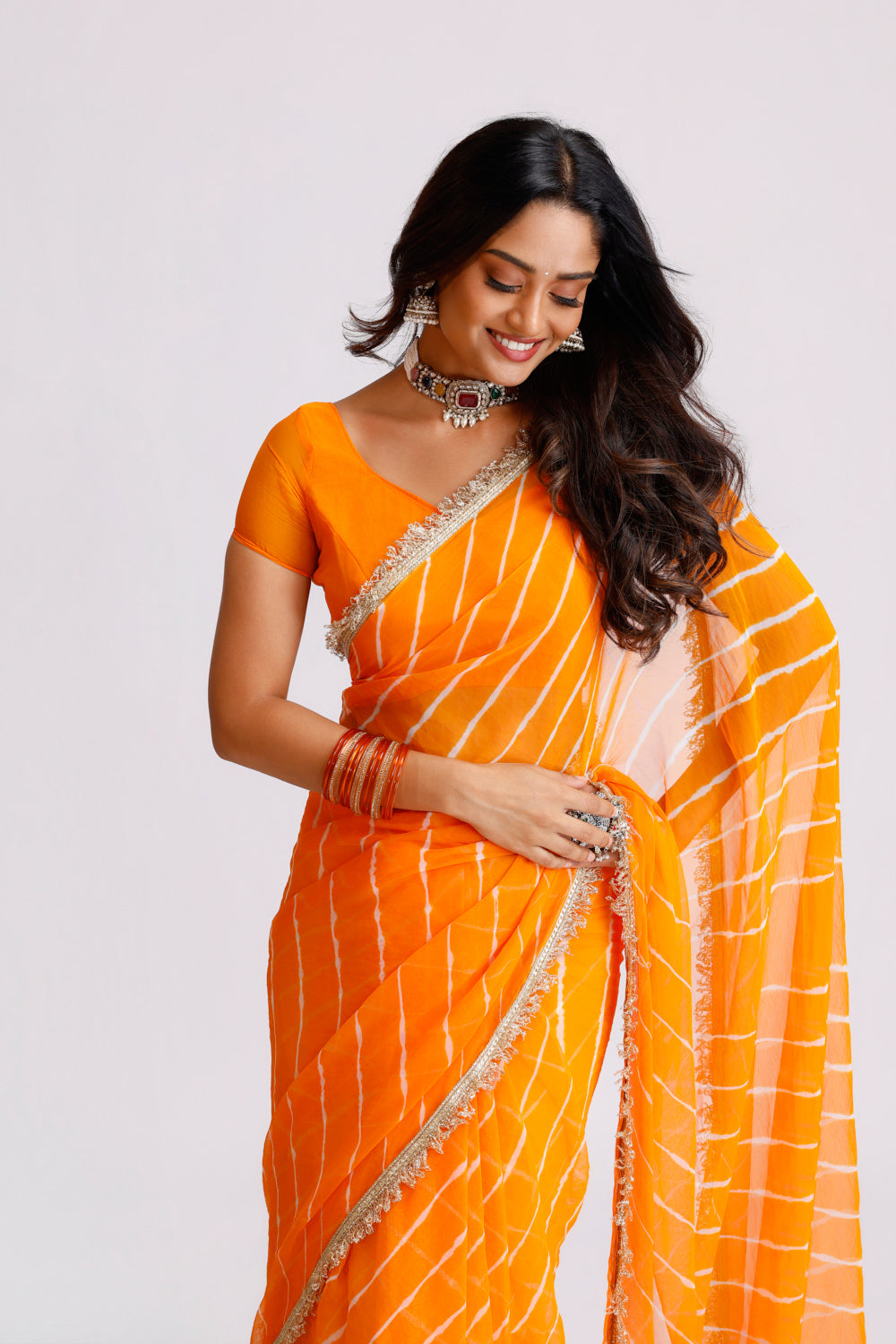Kesari Leher Leheriya Saree