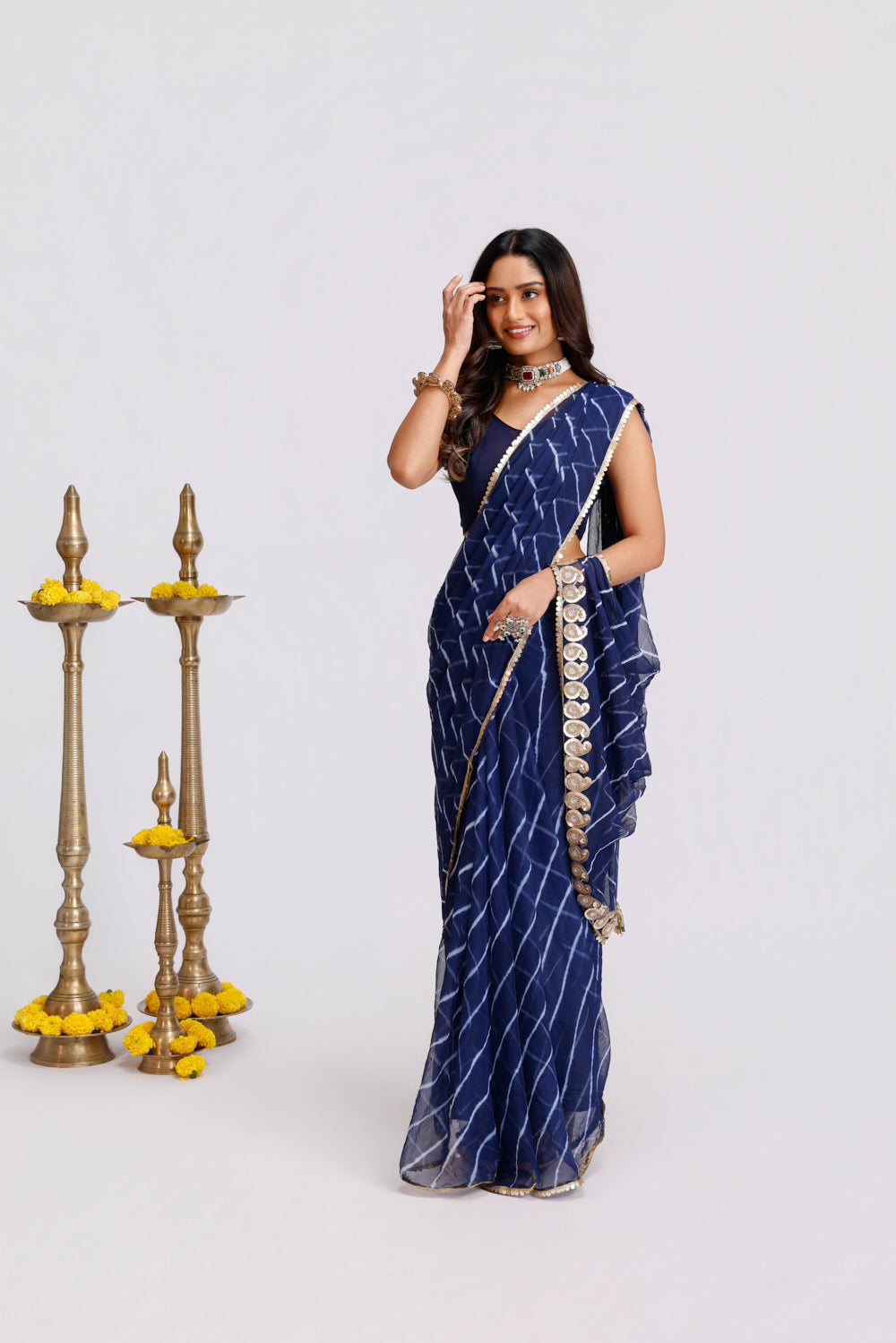 Neelambara Leheriya Saree
