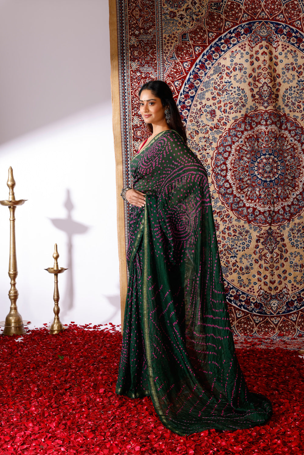 Ambar Bandhani Silk Saree