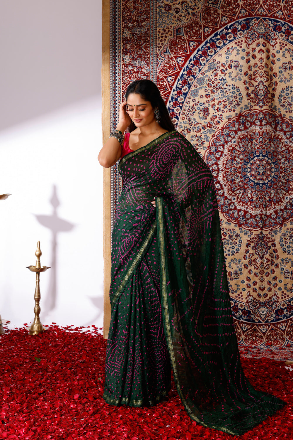 Ambar Bandhani Silk Saree