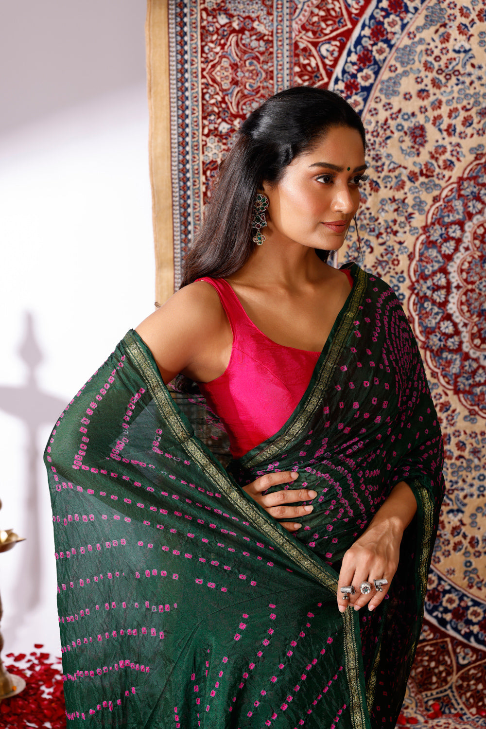 Ambar Bandhani Silk Saree