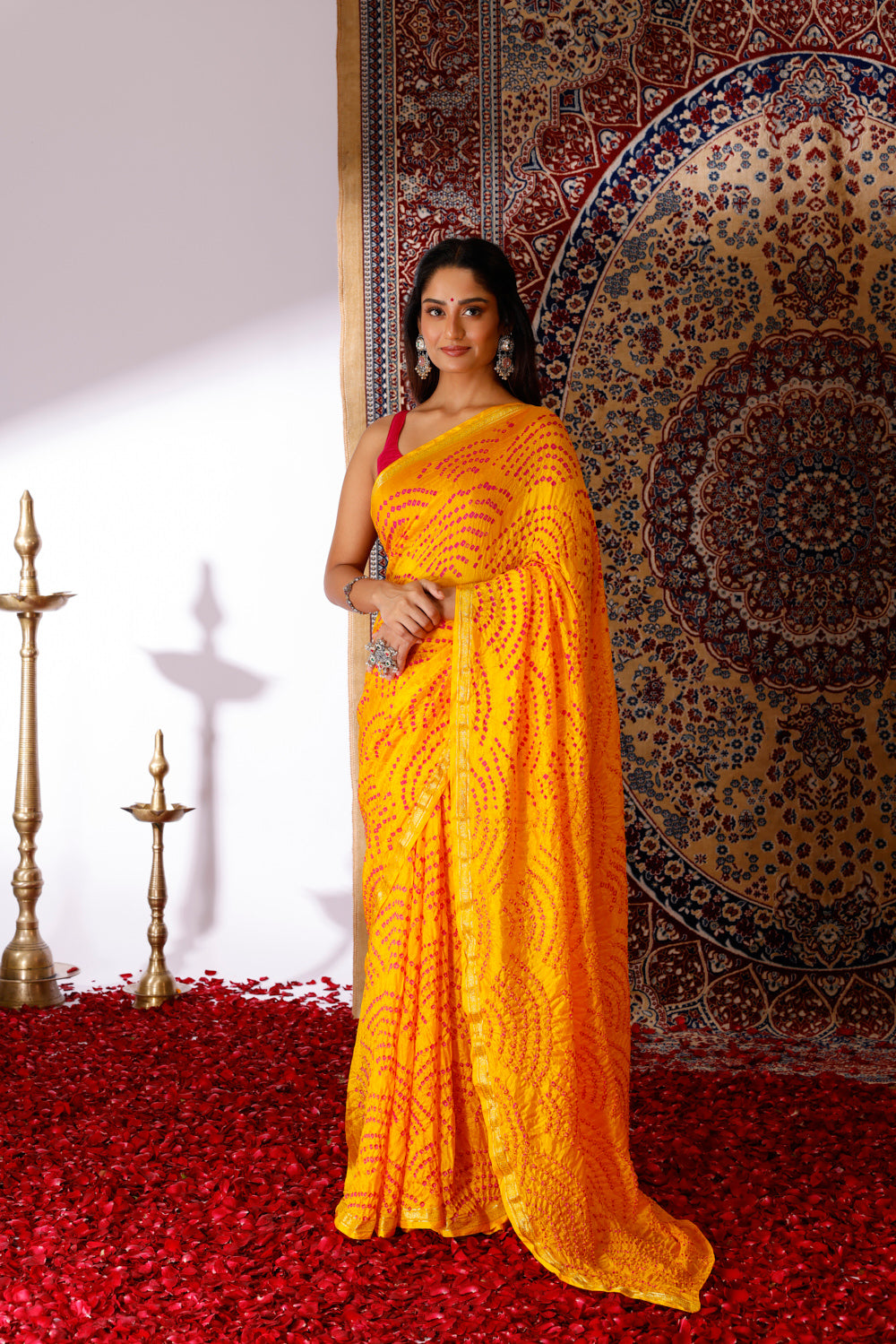 Kanchan Leher Bandhani Silk Saree