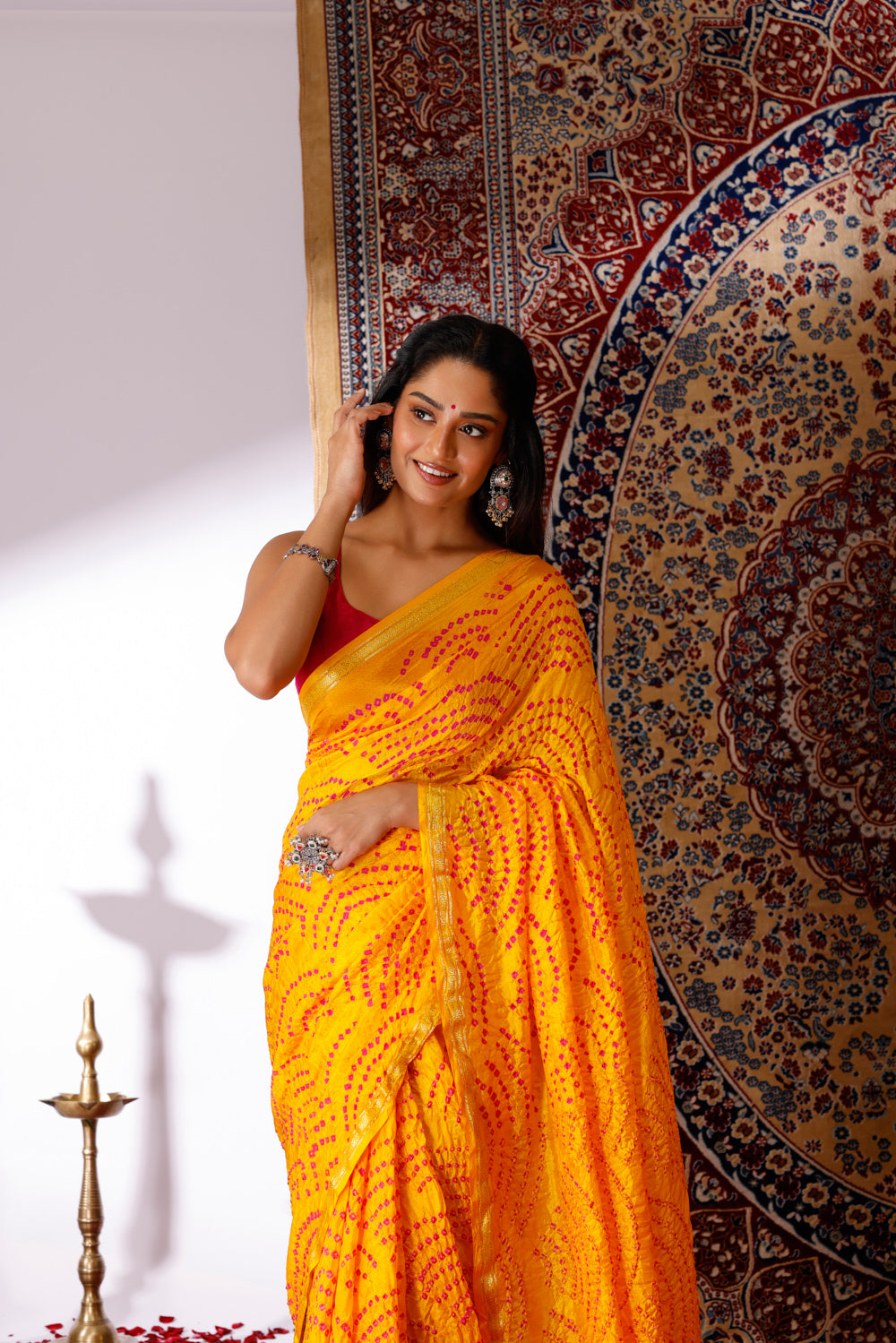 Kanchan Leher Bandhani Silk Saree