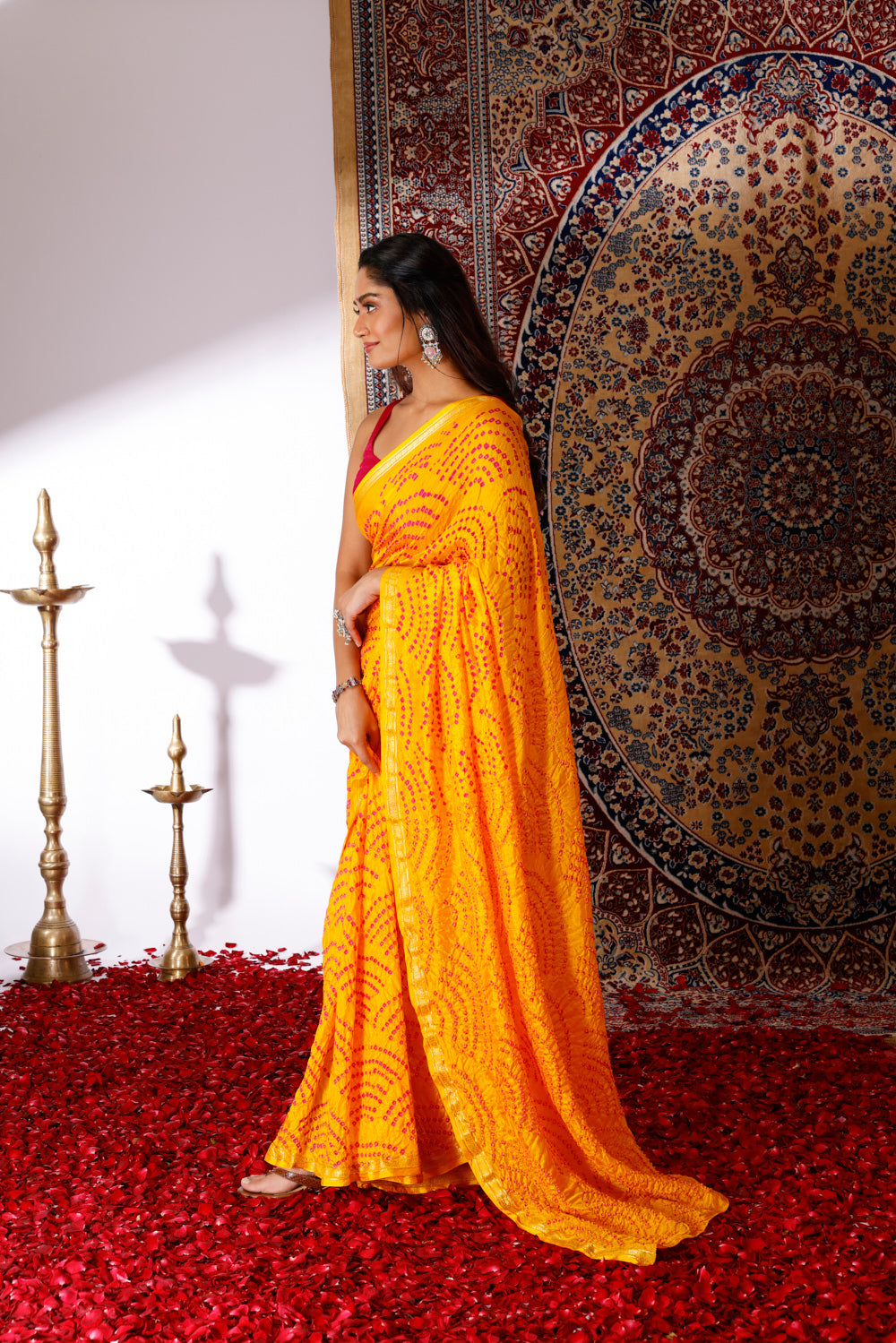 Kanchan Leher Bandhani Silk Saree