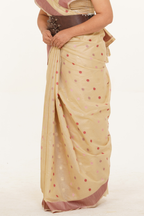 Alphanude Linen Butta Saree - Beige