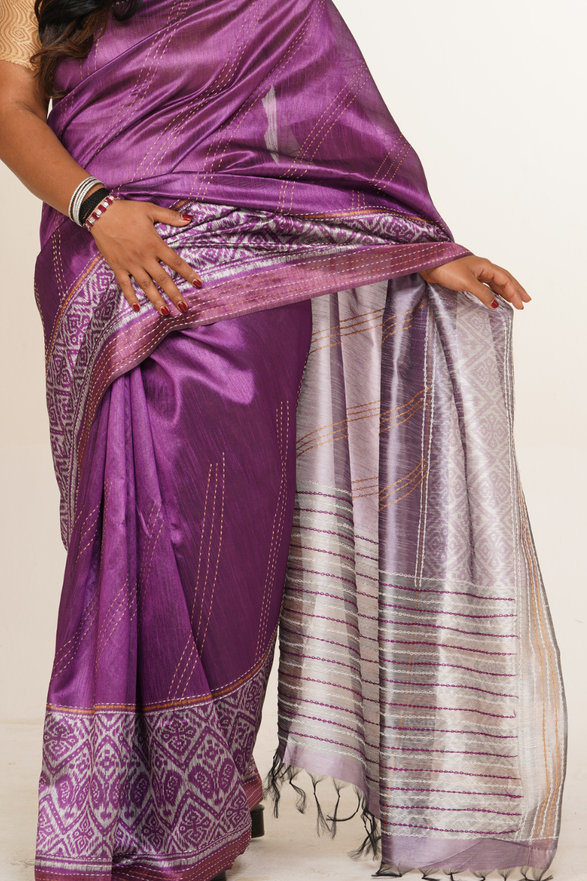 Hues Sufi Grace Saree - Purple