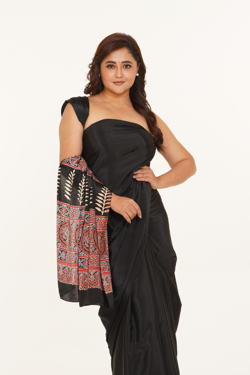Kal Ratri Crepe Silk Saree - Black