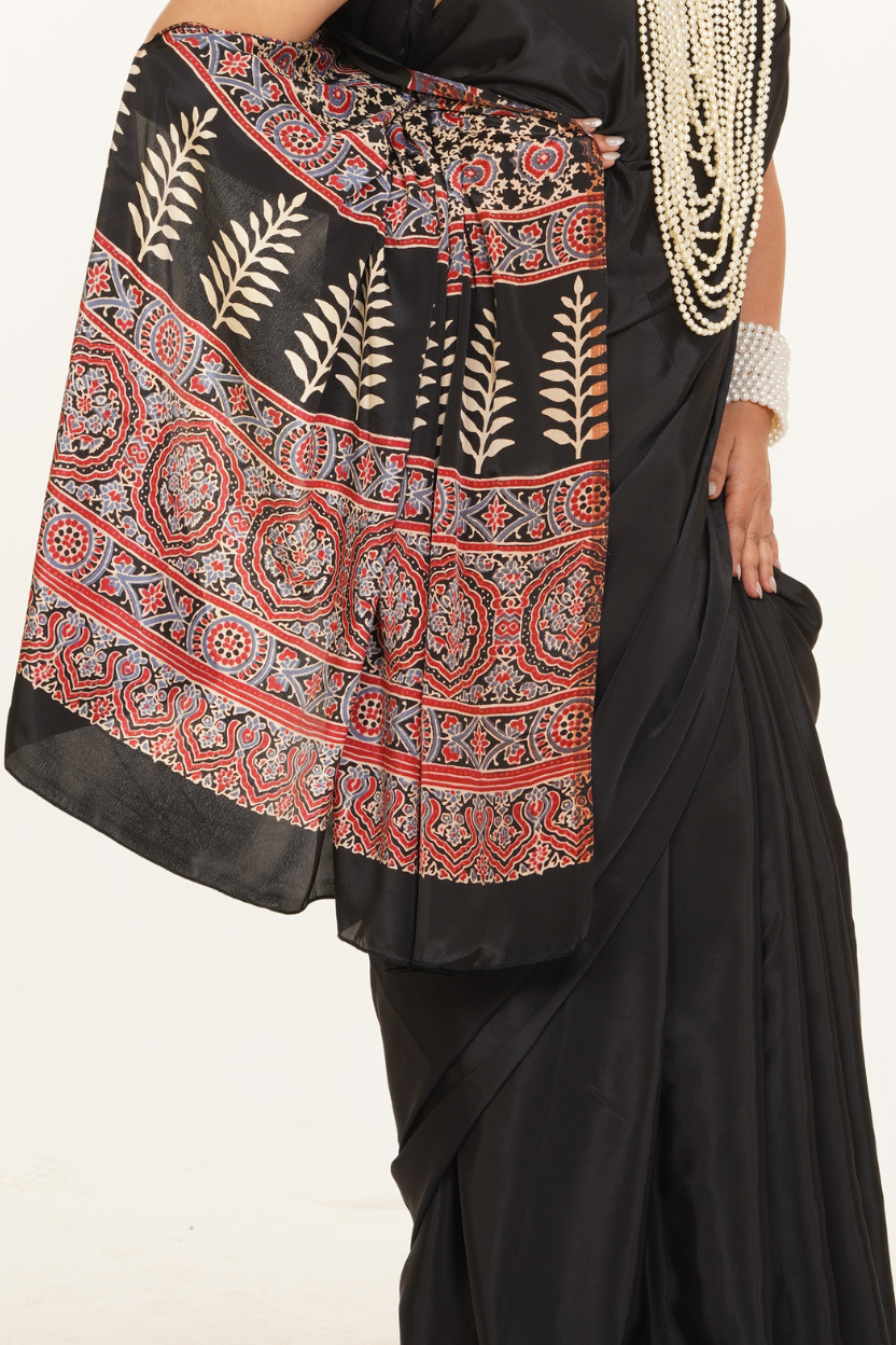 Kal Ratri Crepe Silk Saree - Black