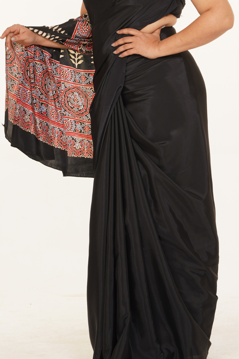 Kal Ratri Crepe Silk Saree - Black