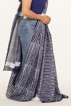 Asavari Printed Silk Elegance - Navy Blue