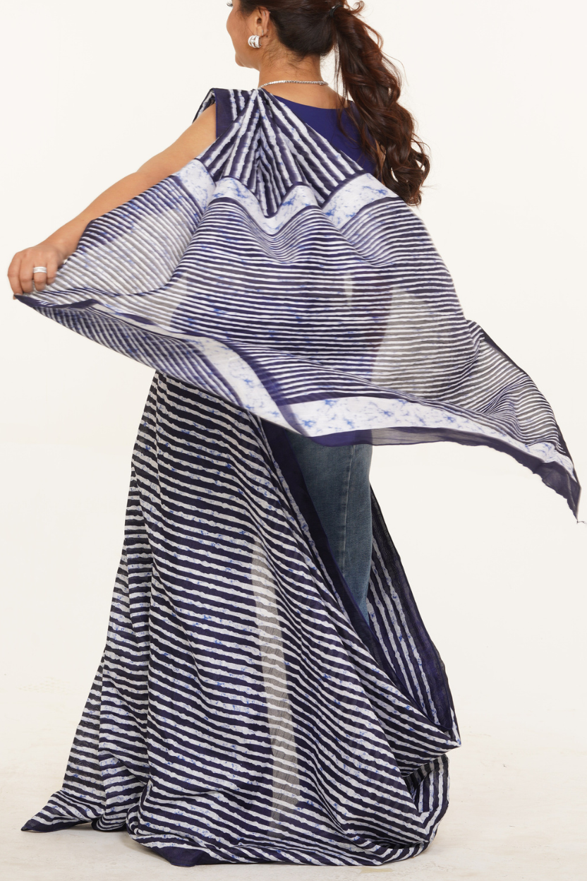 Asavari Printed Silk Elegance - Navy Blue